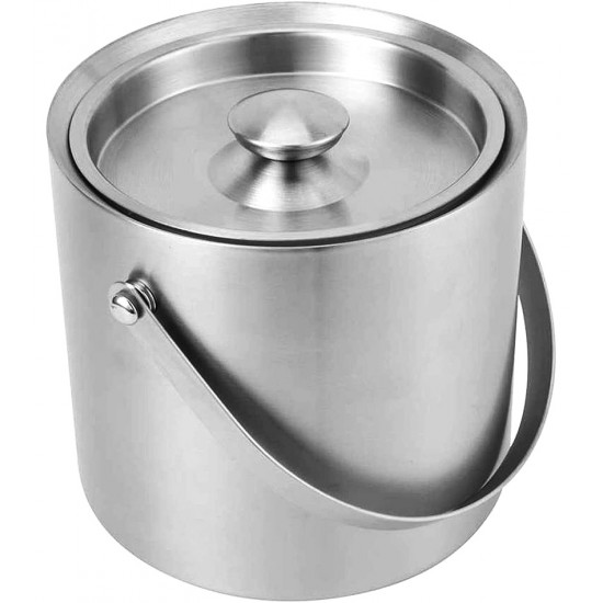 Balde De Gelo Parede Dupla Com Tampa Aço Inox Mimo Style